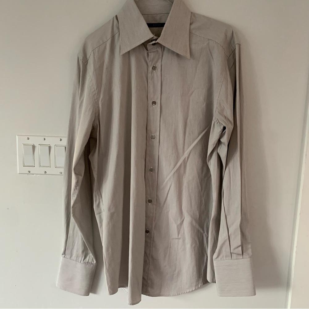 Gucci Stripe Cotton Dress Shirt Mens 16 Long Sleeve